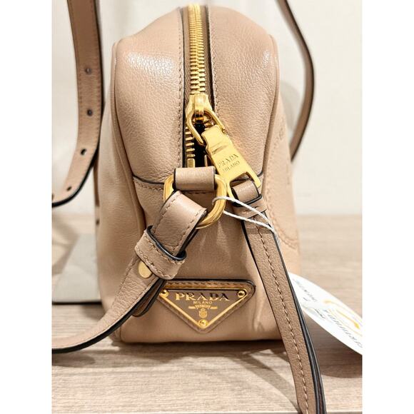 Prada Milano Beige Leather Logo Embossed Camera Crossbody Bag - Picture 5 of 15